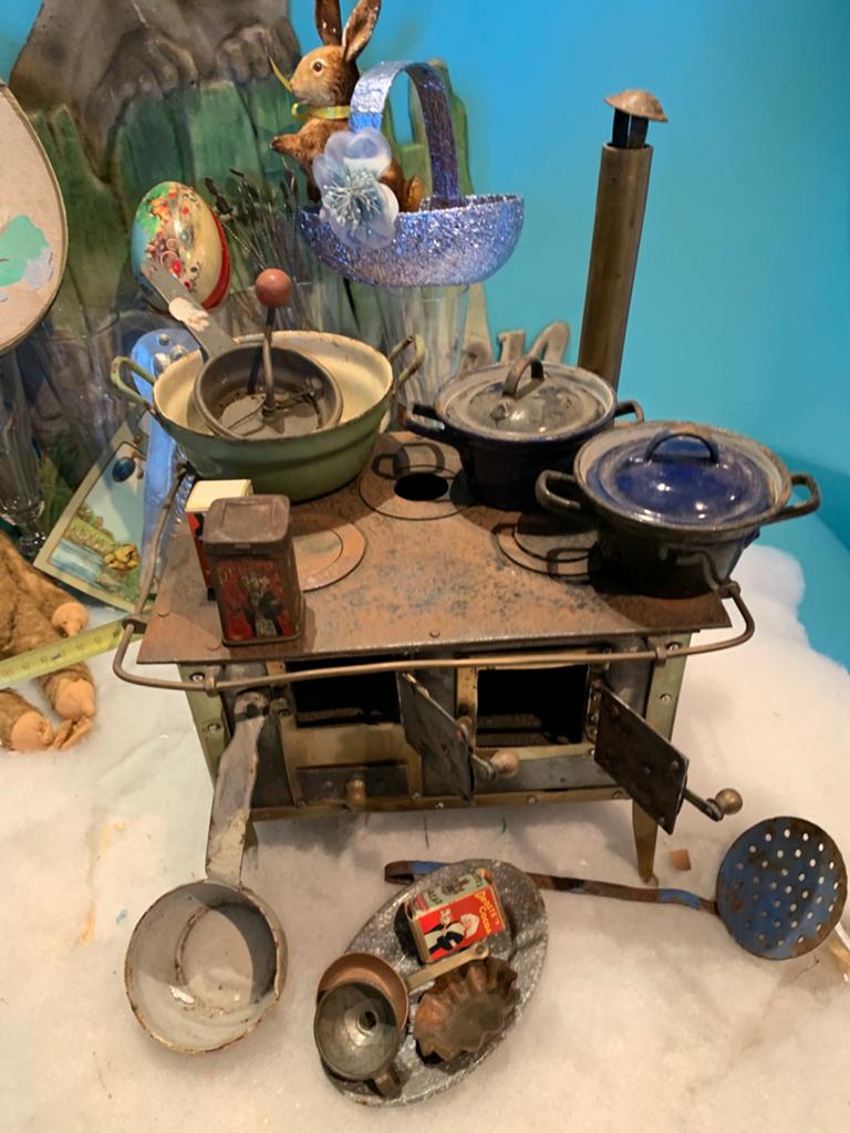 Antieke Speelgoed Fornuis met Accessoires, Antiek en Kunst, Ophalen of Verzenden
