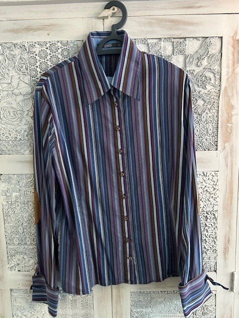 NIEUW! Blouse lm NAN blauw gestreept met armstukken 46, Ophalen of Verzenden, Nieuw, Maat 46/48 (XL) of groter, Meerkleurig