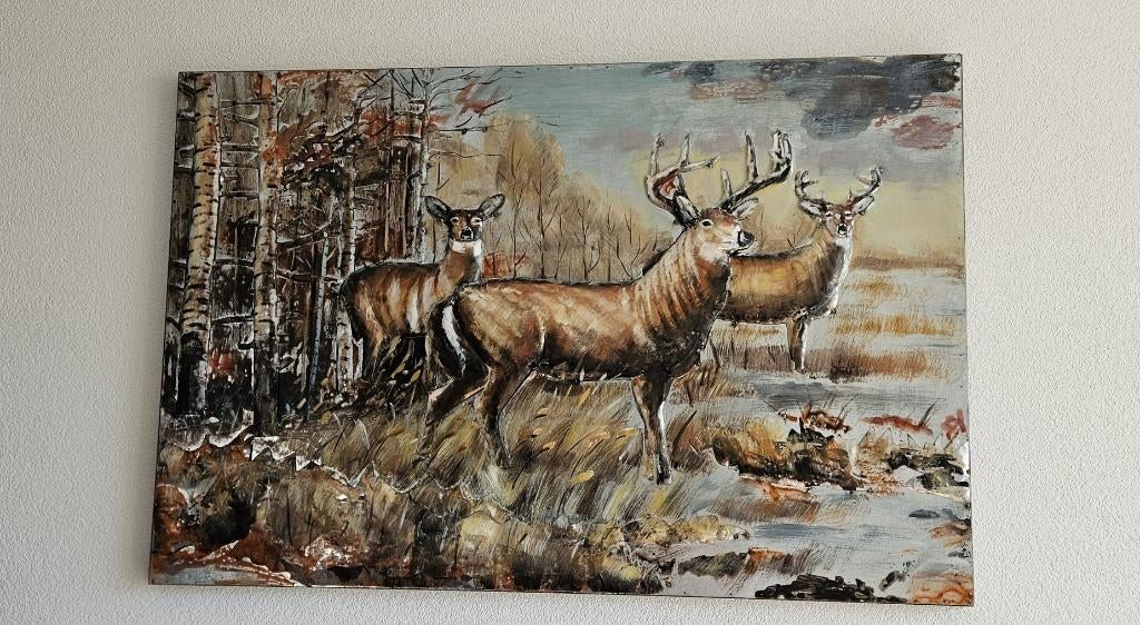 HERT / SCHILDERIJ / METAAL / EDELHERT / opruiming, Huis en tuin decoratie Marie, Schilderij, Nieuw, Info@huisentuindecoratiemarie.nl