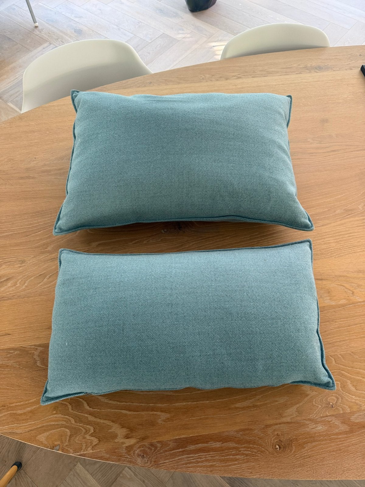 Set van 2 sierkussens Design on stock ploegwool Bay 58, Overige merken, Blauw, Ophalen of Verzenden, Zo goed als nieuw