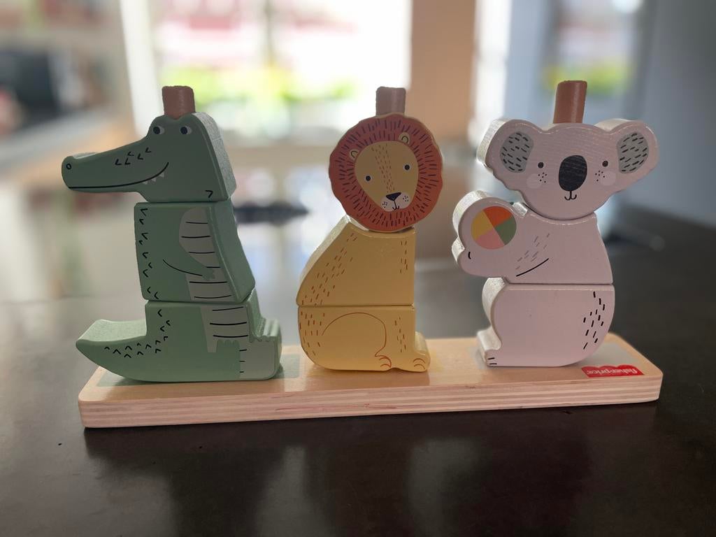 Fisher-Price Houten Stapelblokken Dieren, Ophalen of Verzenden, Zo goed als nieuw, Overige typen