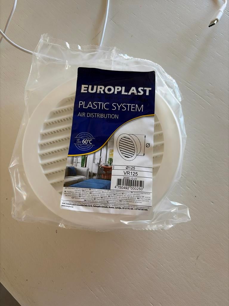 8 Nieuwe Ventilatieroosters Ø 125mm - EUROPLAST, Ophalen of Verzenden, Nieuw, Ventilator