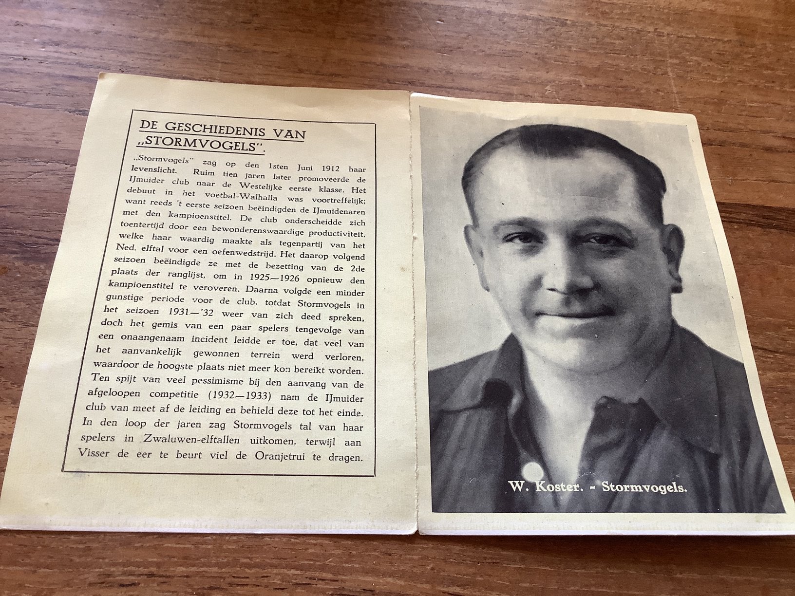 Uitklapfoto W. Koster Stormvogels, Ophalen of Verzenden, Gebruikt, Overige binnenlandse clubs, Spelerskaart