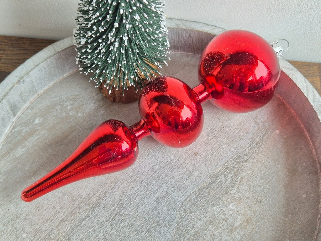 Vintage kerstbal pegel rood 555, *, Gebruikt, *, Ophalen of Verzenden