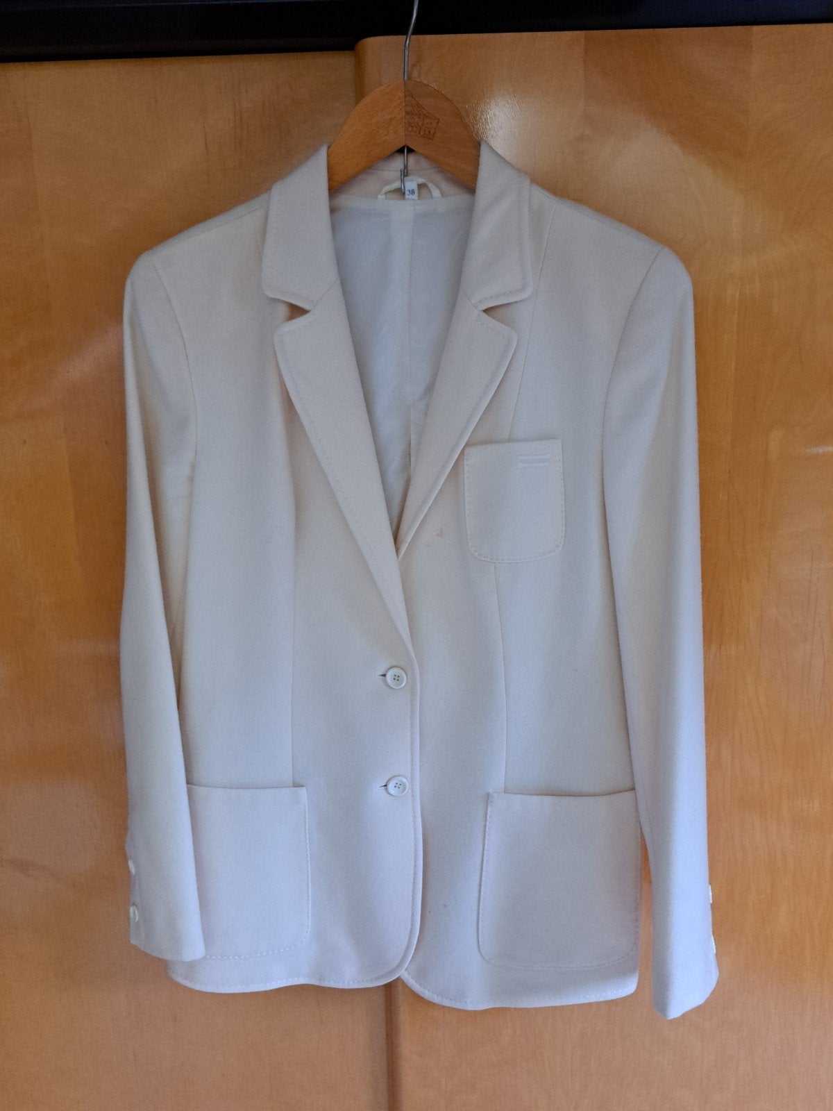 Vintage Crème/Off-White Blazer – Maat 38, Ophalen of Verzenden, Gedragen, Maat 38/40 (M), Wit
