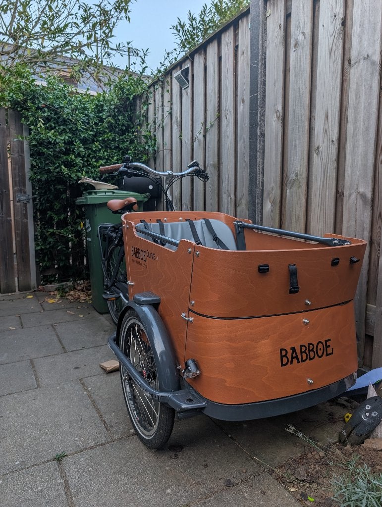 Babboe Curve-E bakfiets - weinig gebruikt, incl. huif, Fietsen en Brommers, Fietsen | Bakfietsen, 3 kinderen, Huif, Zo goed als nieuw