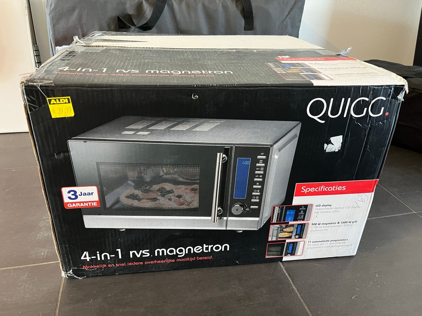 Quigg 4-in-1 RVS Combimagnetron, Ophalen, Combimagnetron, Draaiplateau, Grill
