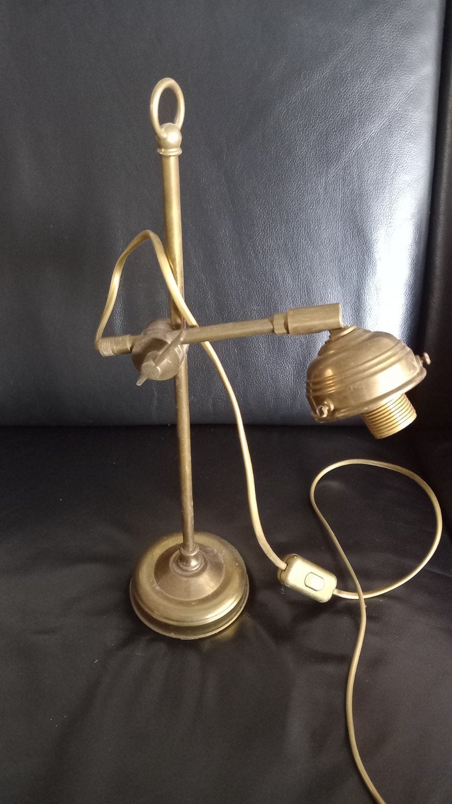 Antieke zware messing bureaulamp, Ophalen of Verzenden, Koper of Brons