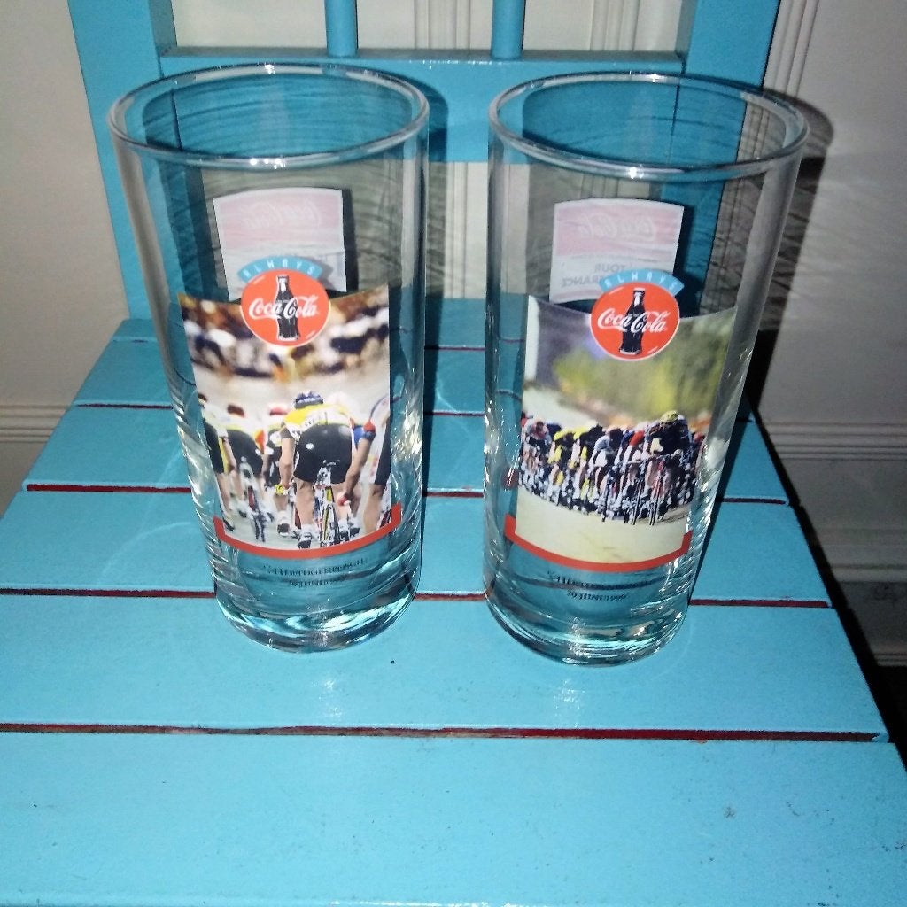 Coca cola glazen Tour de France, Olympiade, World cup USA 94, Ophalen, Glas of Glazen, Gebruikt, Glas