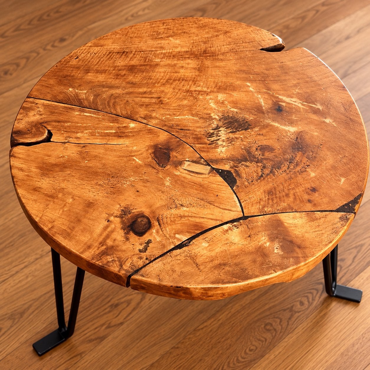 Foto 3 van Stoere houten bijzettafel – uniek boomstamblad