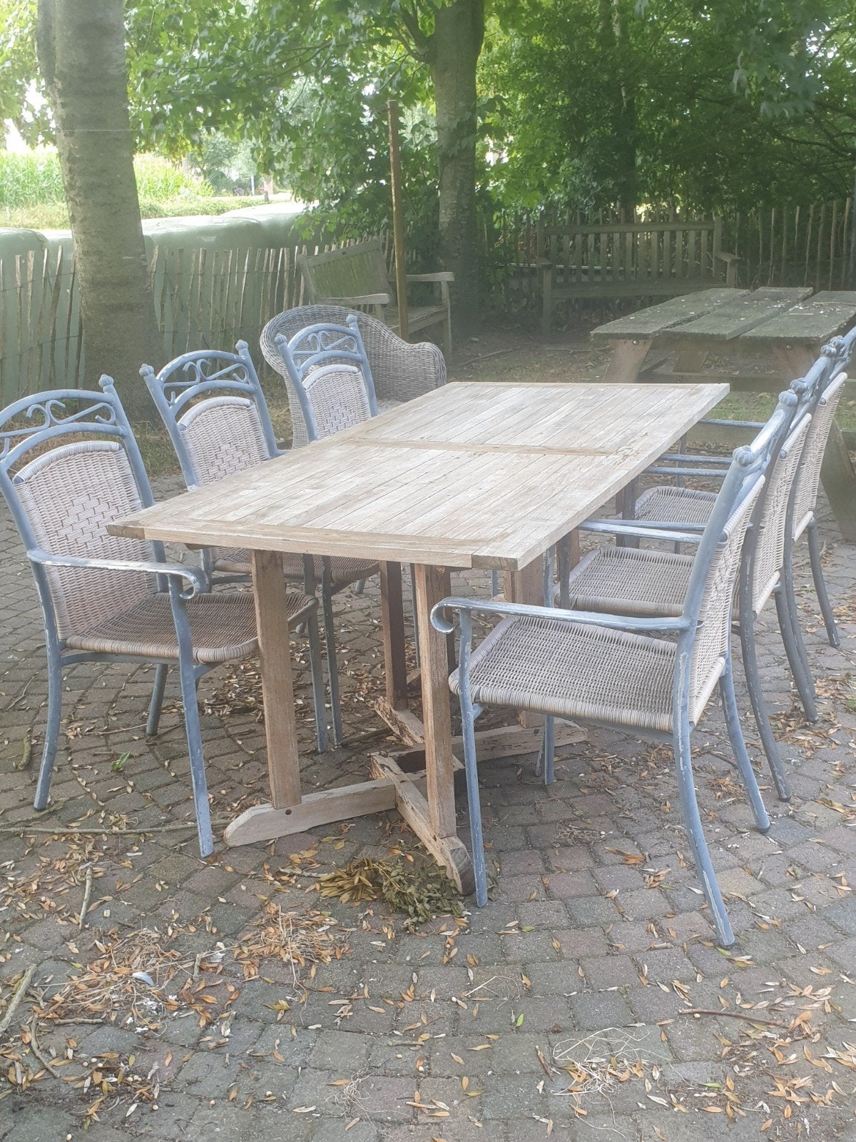 Stevige teakhouten tuinset, Tuin en Terras, Ophalen, Teakhout