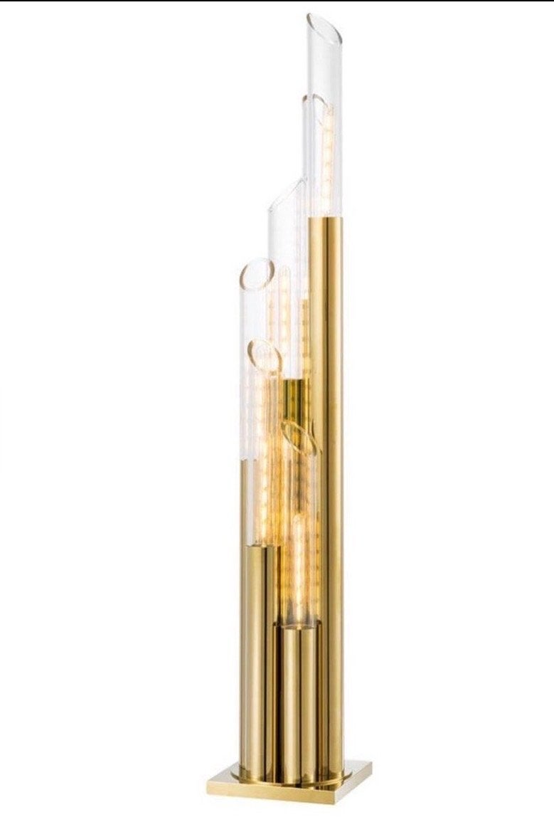 Eichholtz Vloerlamp - Modern Design in Goud en Glas, Ophalen, Gebruikt, E27 (groot), Glas