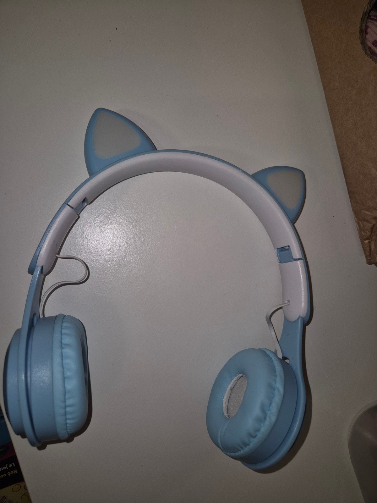 Blauwe koptelefoon met kattenoren, Overige merken, Gebruikt, Ophalen of Verzenden, Over-ear