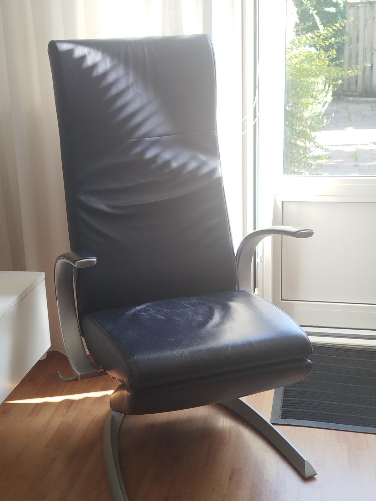 Rolf Benz -Comfortabele relaxfauteuil - Donkerblauw leer, Ophalen, Gebruikt, Overige kleuren, Leer
