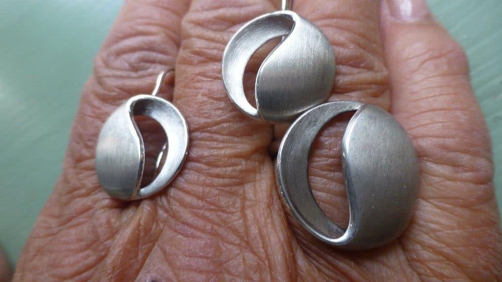 BREUNING Zilveren set: Ring  + Oorhangers NIEUW gesigneerd, Hangers, Verzenden, Nieuw, Zilver