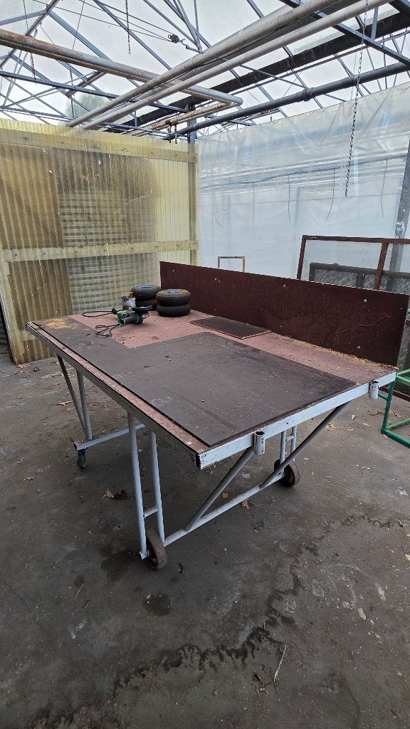 Grote werktafel op wielen, Ophalen, Gebruikt, 170 cm of meer