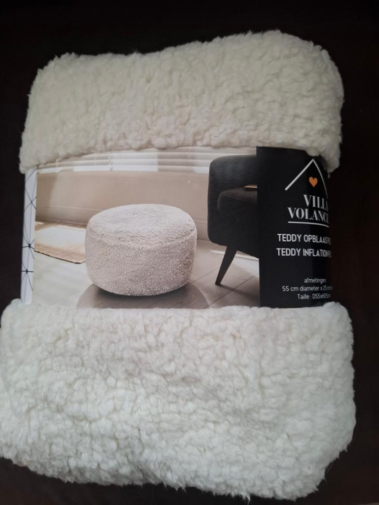 Nieuwe Villa Volante Teddy Opblaas Poef - 55x25cm, Stof, Nieuw, Ophalen of Verzenden, Modern, Comfortabel, Speels