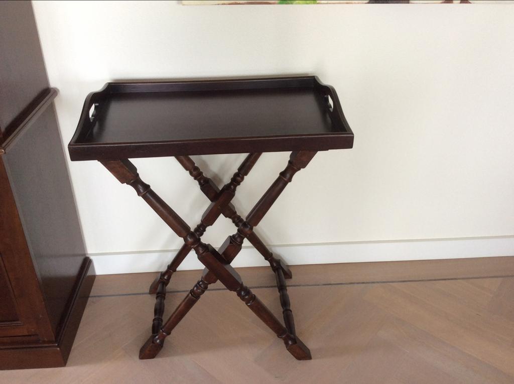 Mahonie houten butler tray, Minder dan 55 cm, Gebruikt, Rechthoekig, Hout
