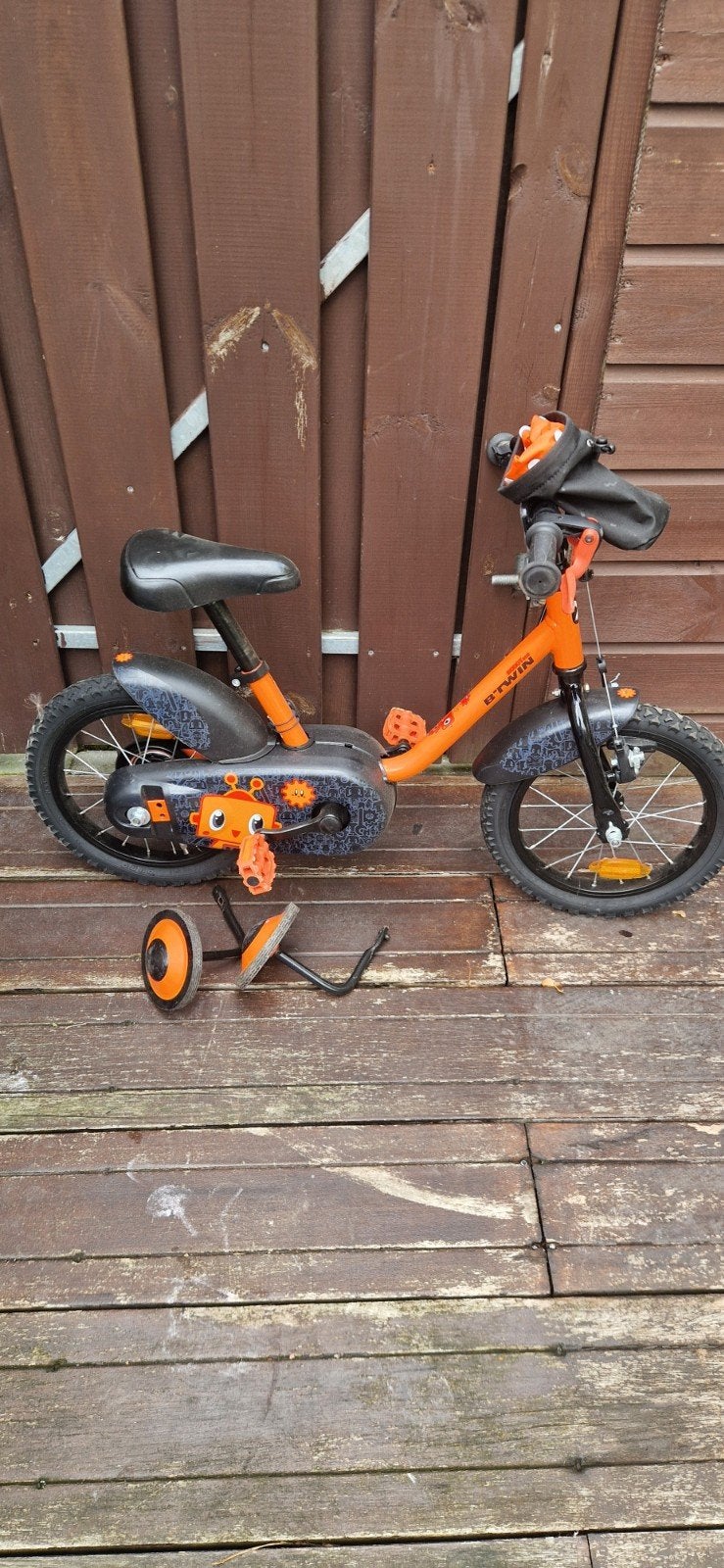 14 inch B'Twin kinderfiets in zeer nette staat ZGAN, Fietsen en Brommers, Ophalen, Minder dan 16 inch, Zijwieltjes