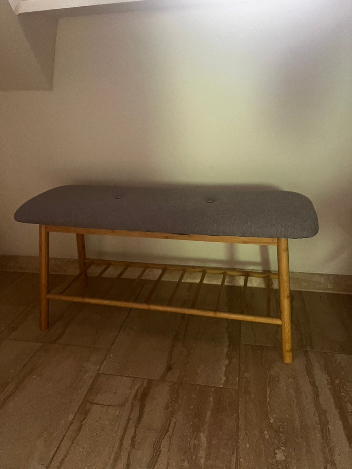 Bamboe bankje met (schoenen)rek, Huis en Inrichting, Ophalen, Zo goed als nieuw