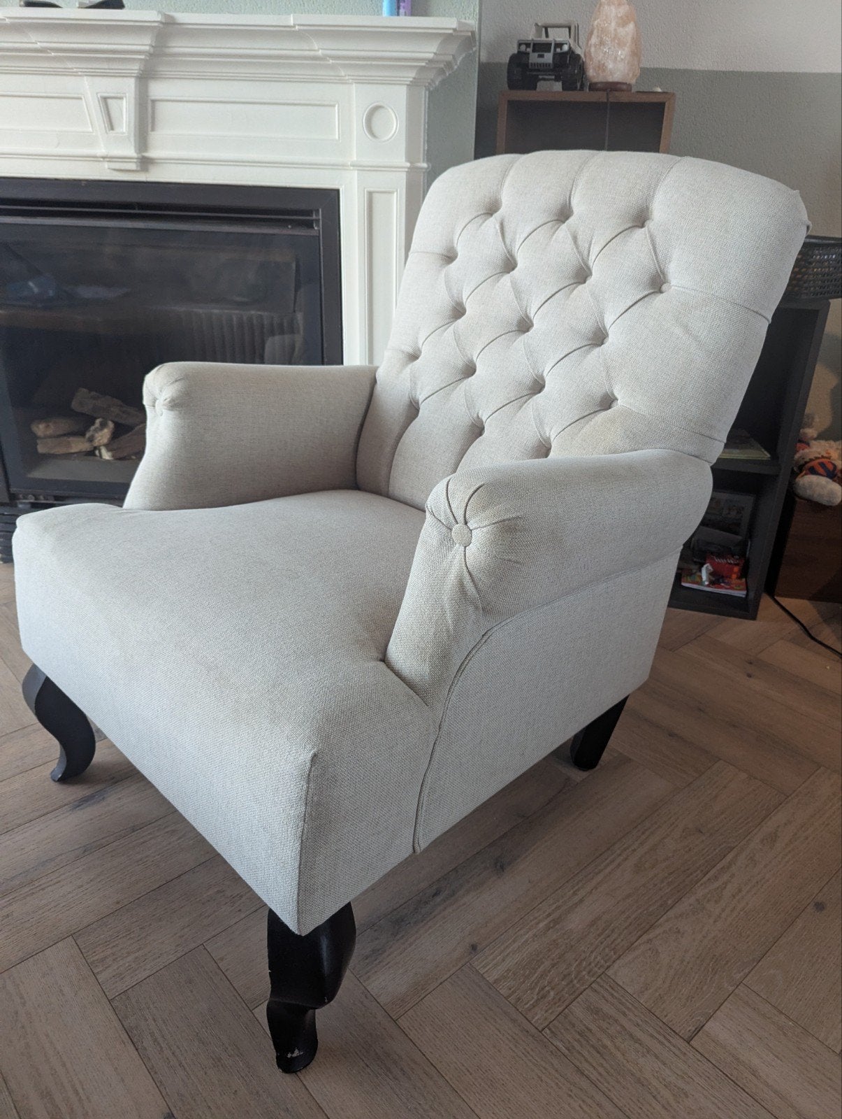 Gave stoel met gecapitonneerde rugleuning, Ophalen, 75 tot 100 cm, Zo goed als nieuw, Stof