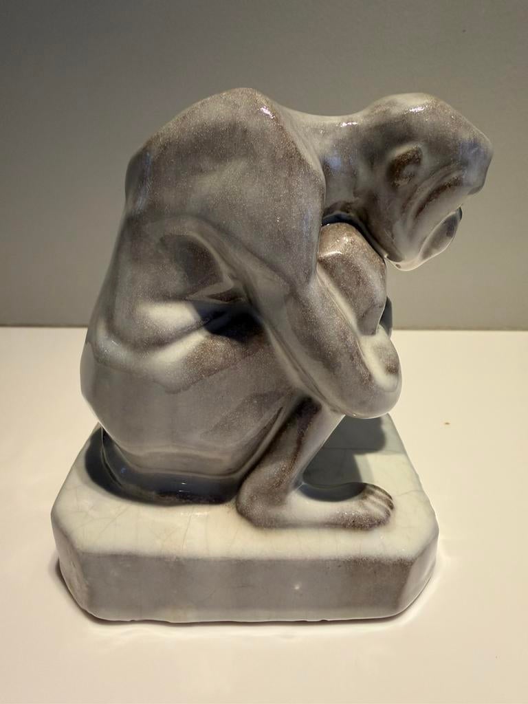 Geglazuurd aardewerk sculptuur aap W.C. Brouwer, Ophalen