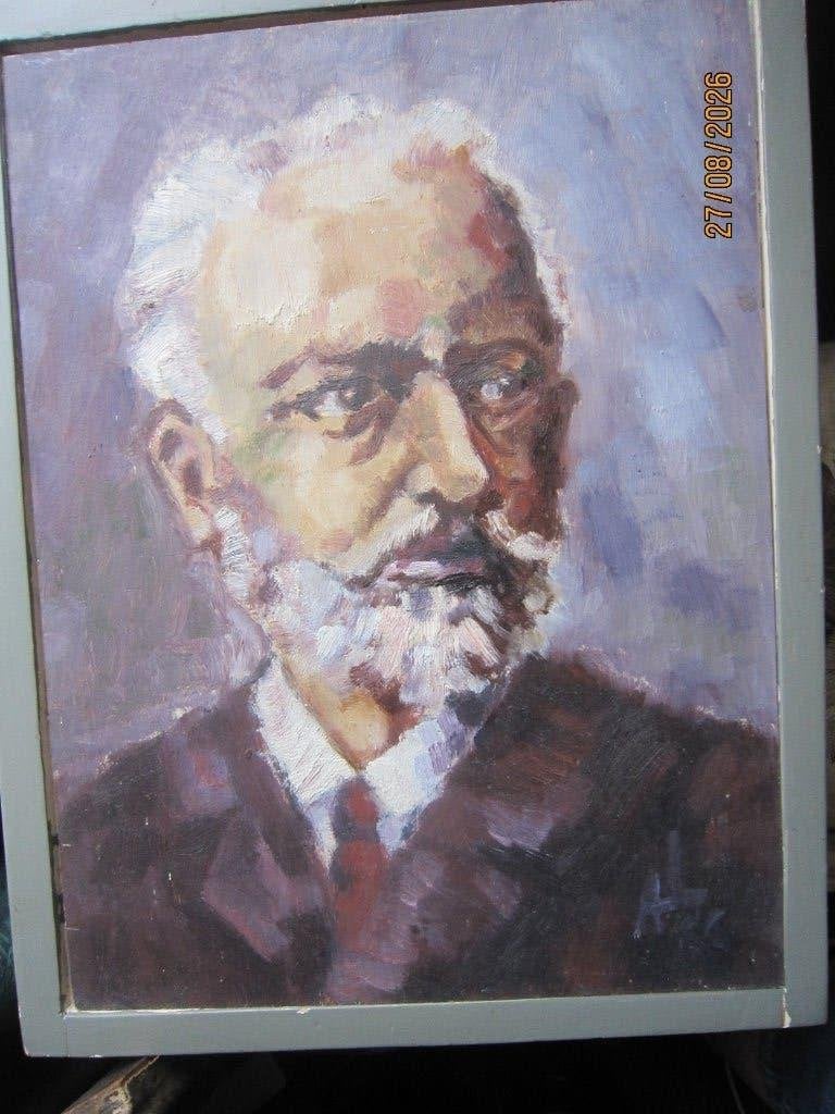 Mooi Acryl portret v/e Oude man met Baard en snor, Antiek en Kunst, Kunst | Schilderijen | Klassiek, Ophalen, Impressionistisch