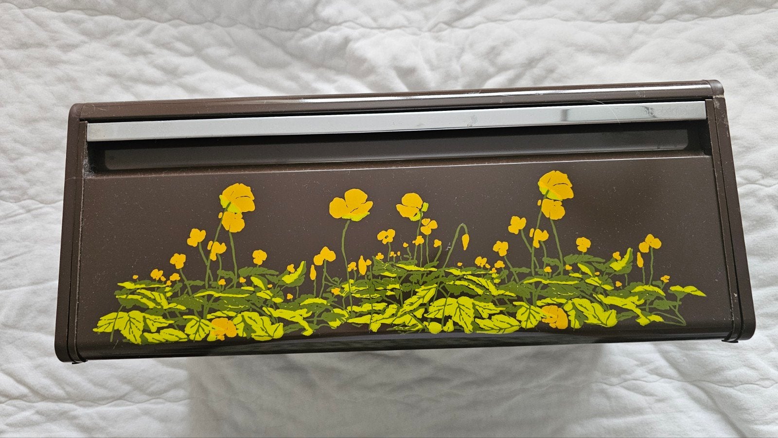Vintage broodtrommel met bloemmotief, Ophalen