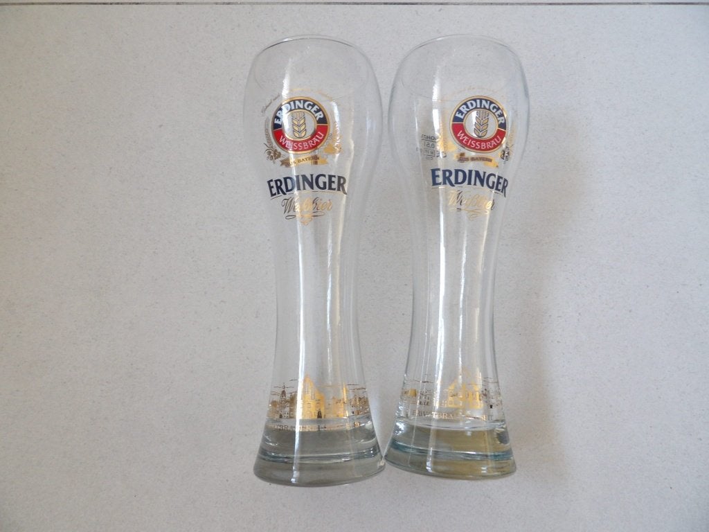 NIEUW 2 mooie ERDINGER WEISSBRAU WEIBBIER bierglazen 0,5 L, Verzamelen, Ophalen of Verzenden, Nieuw, Glas of Glazen, Overige merken