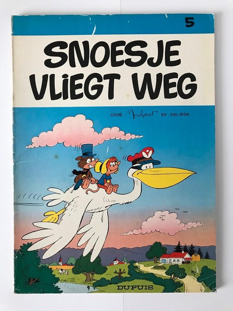Dupuis /Deel 5 -Snoesje vliegt weg  - 1e druk 1975, Eén stripboek, Ophalen of Verzenden, Zo goed als nieuw, Raymond Macherot