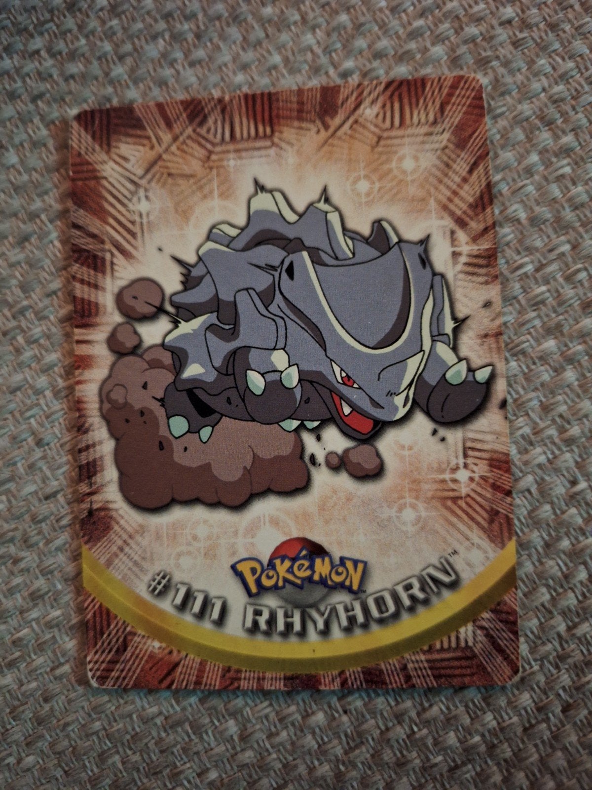 Vintage Pokémon kaart: Rhyhorn #111 - Topps TV Animation Ser, Ophalen of Verzenden, Gebruikt