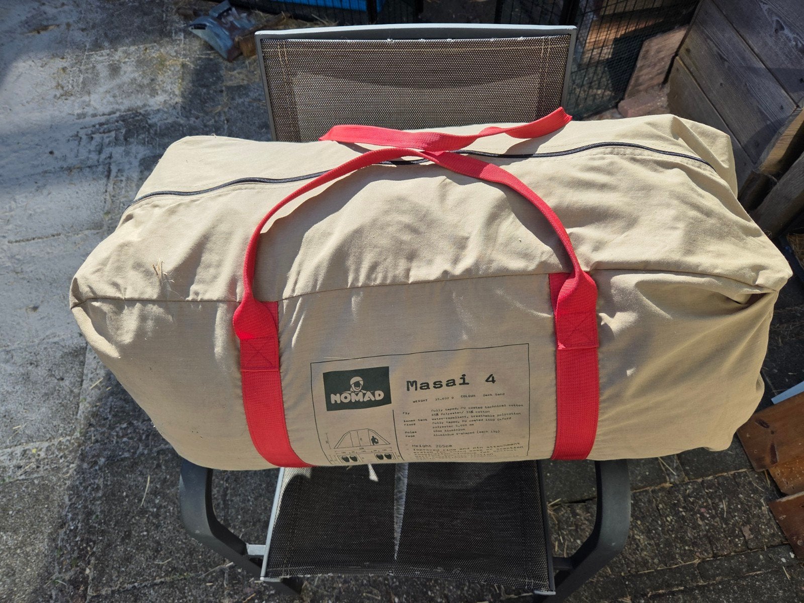 tent nomad masai 4, tunnel vis-a-vis polycotton, Ophalen, Gebruikt, Tot en met 4