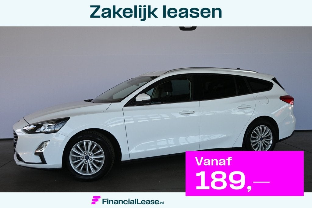 Ford Focus Wagon 1.0 EcoBoost Titanium X Business Clima Navi, 1328 kg, Stof, Gebruikt, Wit