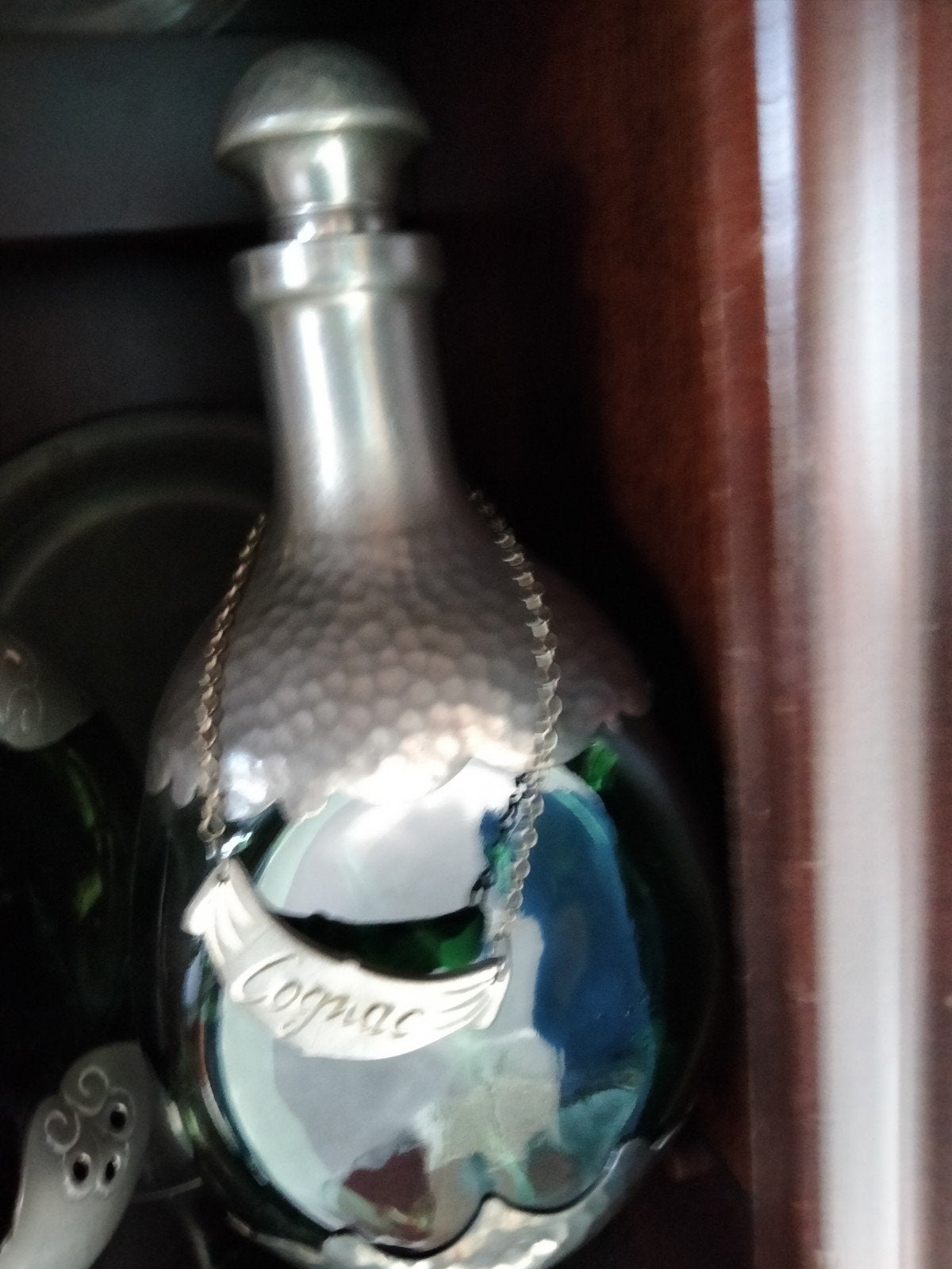 Vintage Cognac Karaf met tin omhulsel  rond 1920, Ophalen of Verzenden