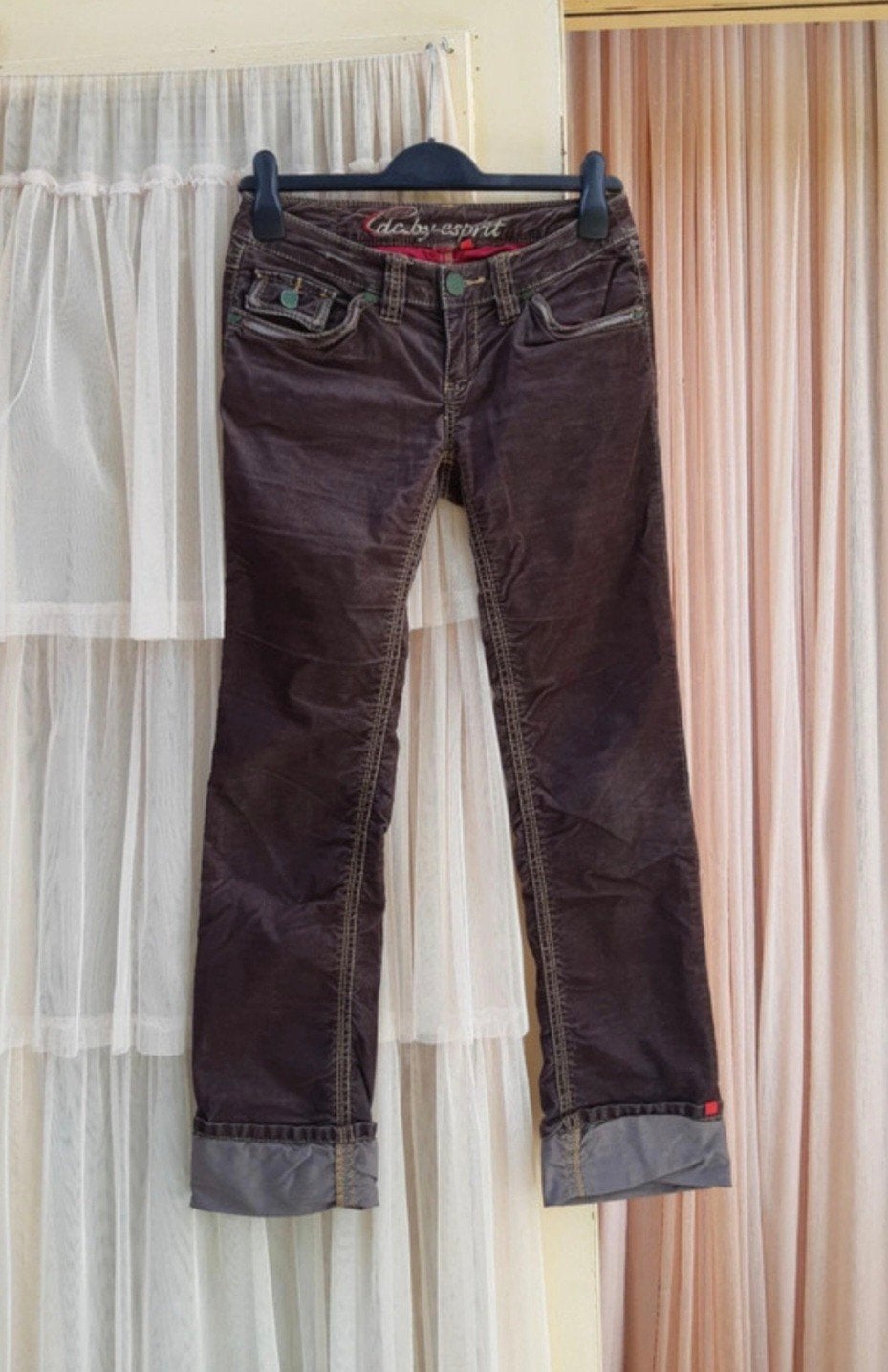 Edc Esprit vintage bruine babyribcord broek low waist XS S M, Kleding | Dames, Bruin, Ophalen of Verzenden, EDC by Esprit, Maat 36 (S)