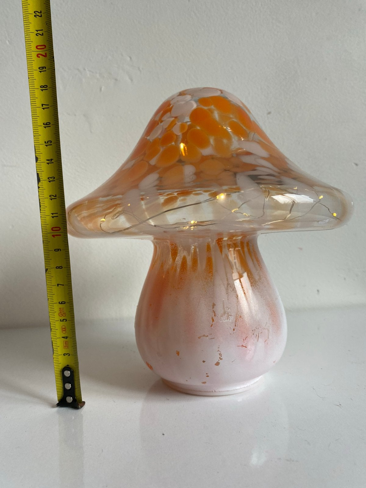 Retro Glazen Paddenstoel Lampje op Batterijen, Overige merken, Overige fittingen, Ophalen of Verzenden, Zo goed als nieuw