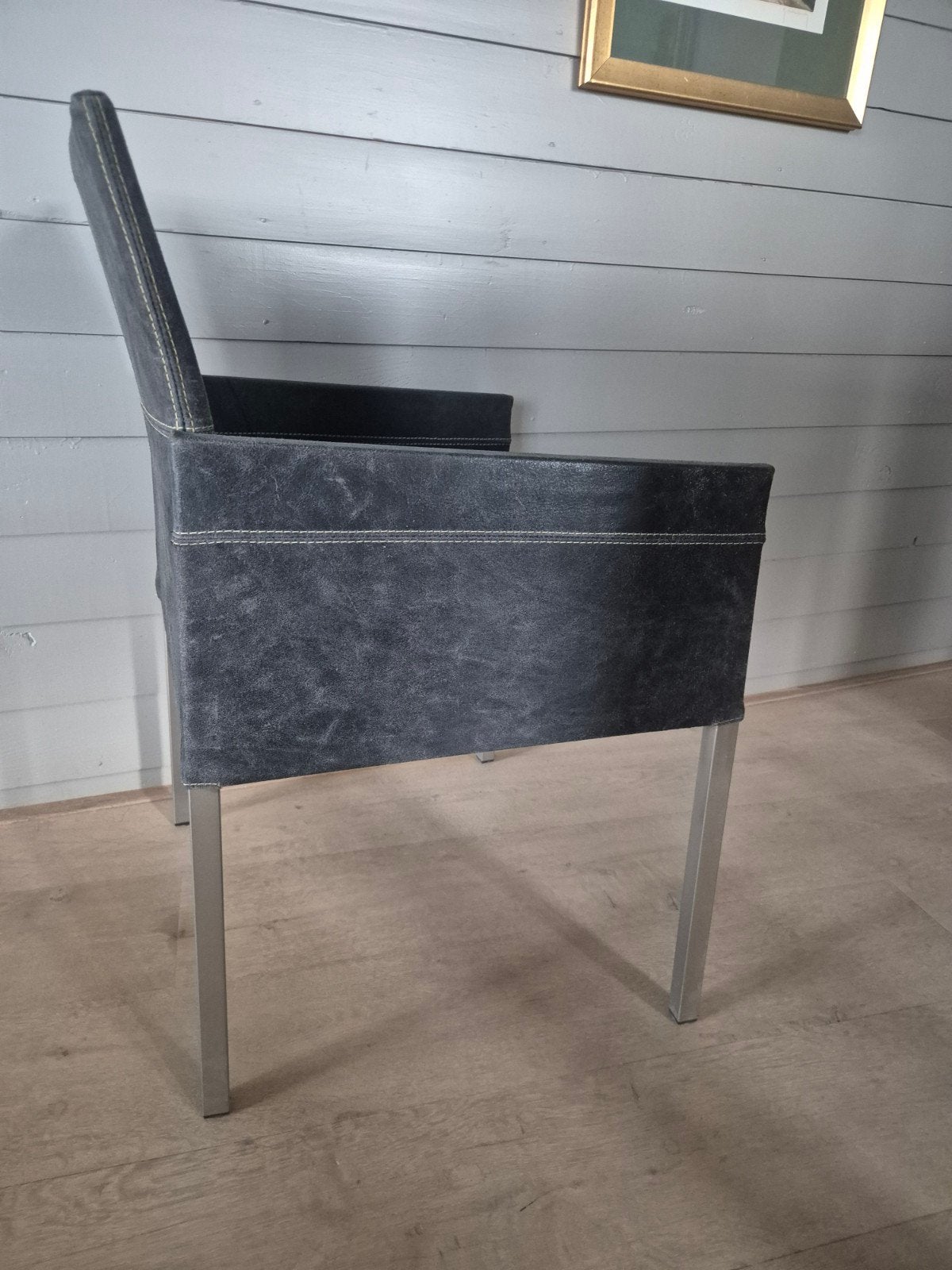 KFF design eetkamerstoelen zwart leer 4 stuks, Ophalen, Zwart, Leer, Vier