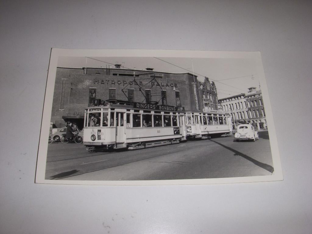 Originele oude foto Haagse Tram jaren 60, Ringers reclame, Verzamelen, Spoorwegen en Tramwegen, Ophalen of Verzenden, Gebruikt