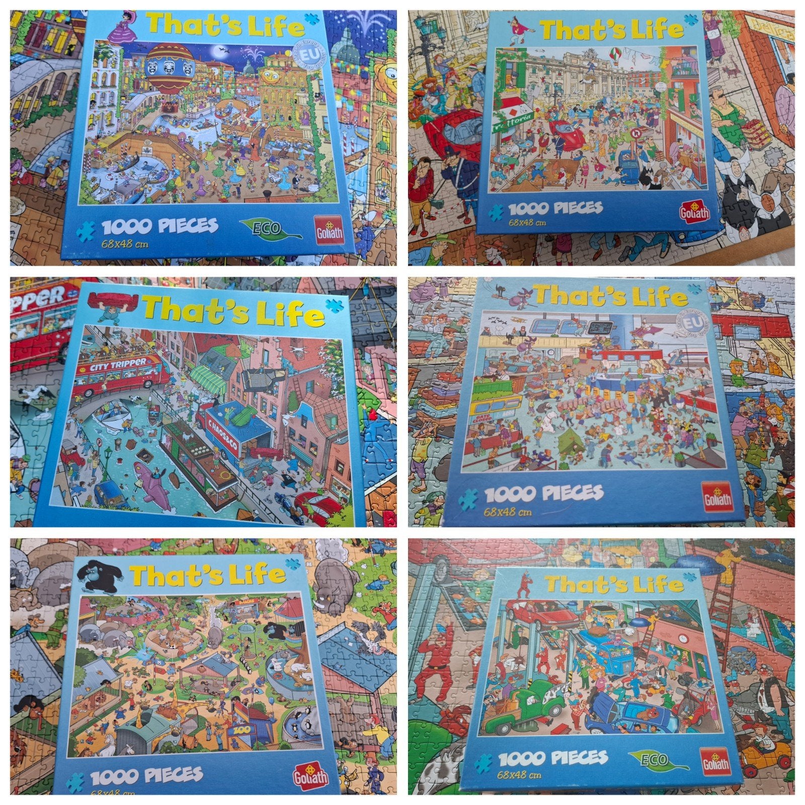 6 Goliath That's Life Puzzels 1000 Stukjes, Hobby en Vrije tijd, Denksport en Puzzels, Ophalen of Verzenden, 500 t/m 1500 stukjes