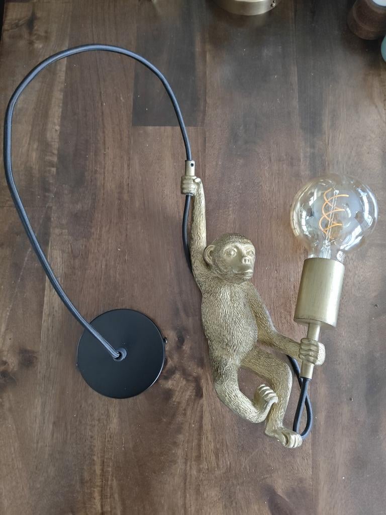 Gouden Aap Lamp - Unieke Hanglamp met Edison Bol, Ophalen of Verzenden, Zo goed als nieuw, Modern, Industrieel, Speels