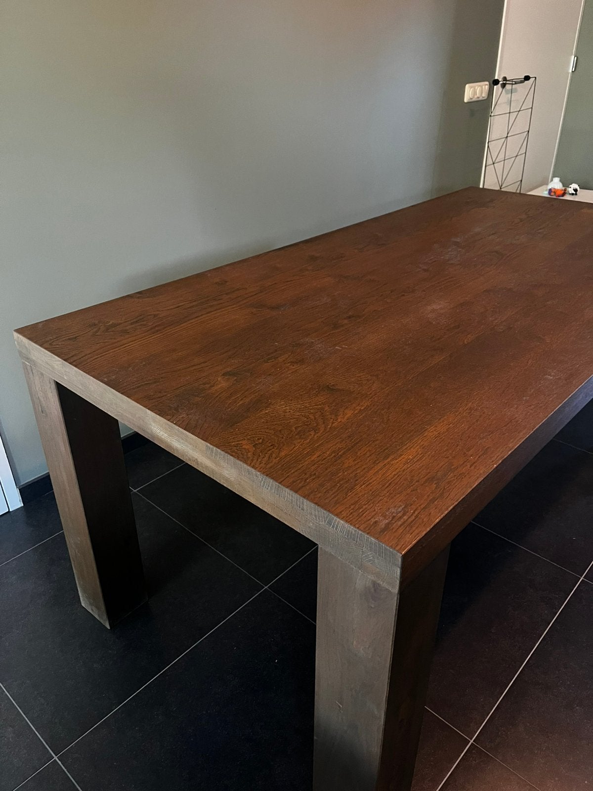 Mooie eetkamertafel eiken kleur olijf 180 x90, Ophalen, 50 tot 100 cm, Zo goed als nieuw, 150 tot 200 cm