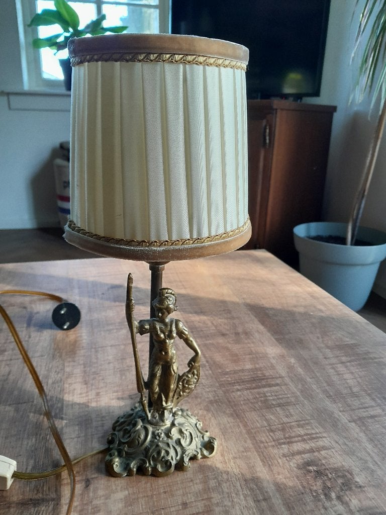 koperen staande schemerlamp  met kap, Antiek en Kunst, Ophalen of Verzenden