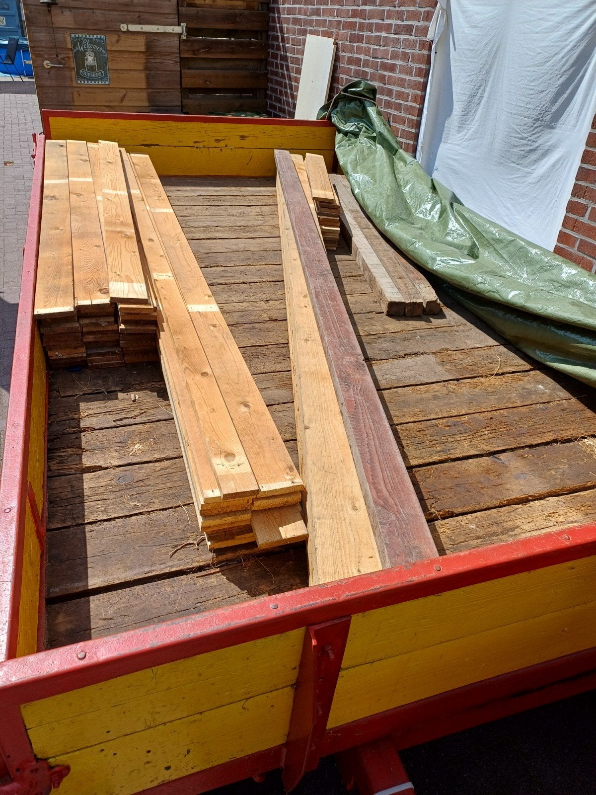 partij planken en balken, Doe-het-zelf en Verbouw, Hout en Planken, Ophalen, Gebruikt, 50 mm of meer, Balk