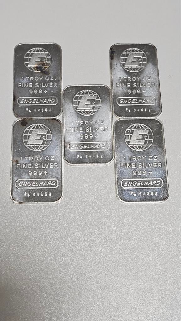 5 x 1 ounce engelhard, Ophalen of Verzenden, Zilver