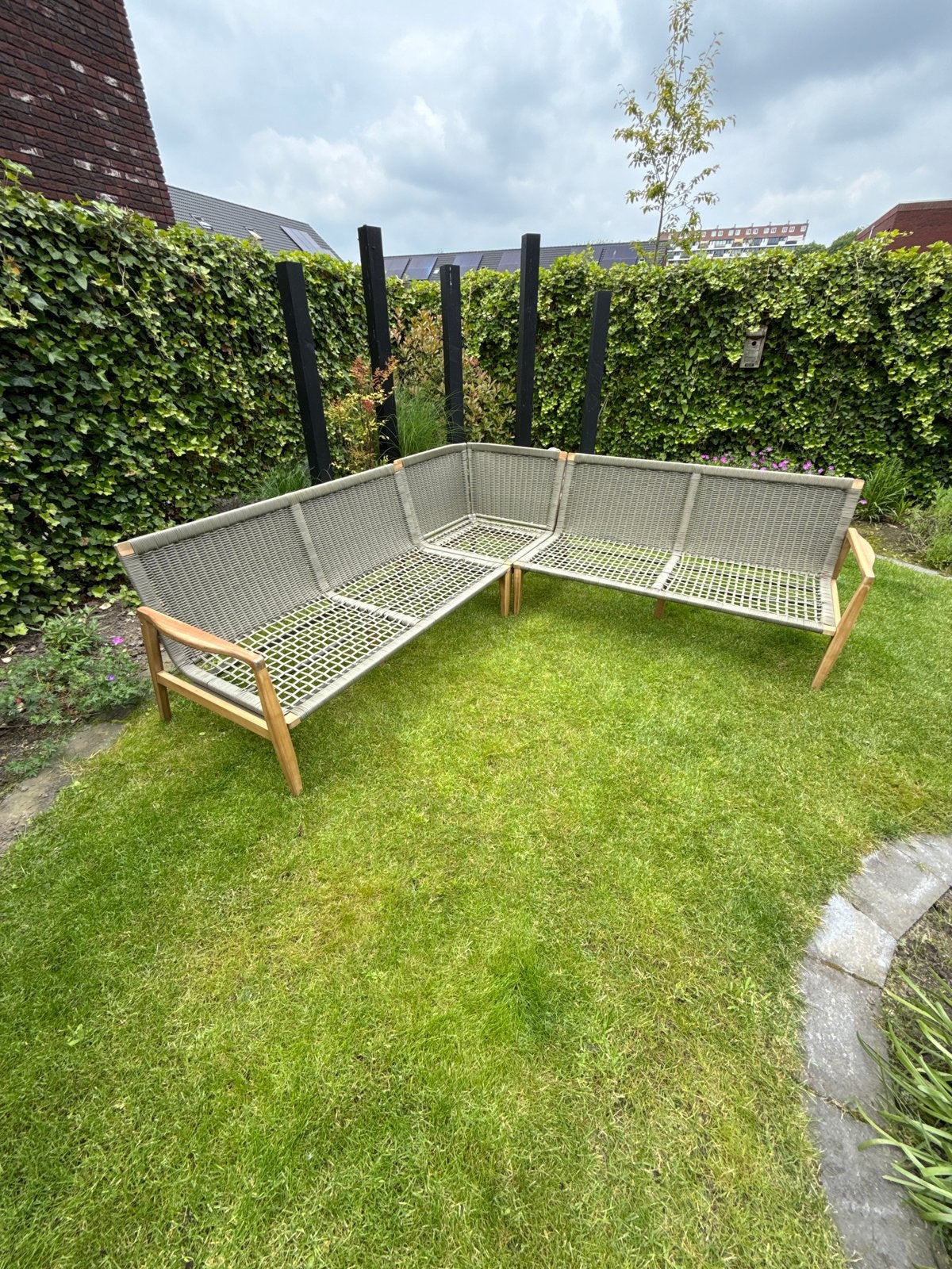Loungebank met kussens - gebruikt, Ophalen, 5 zitplaatsen, Gebruikt, Loungeset