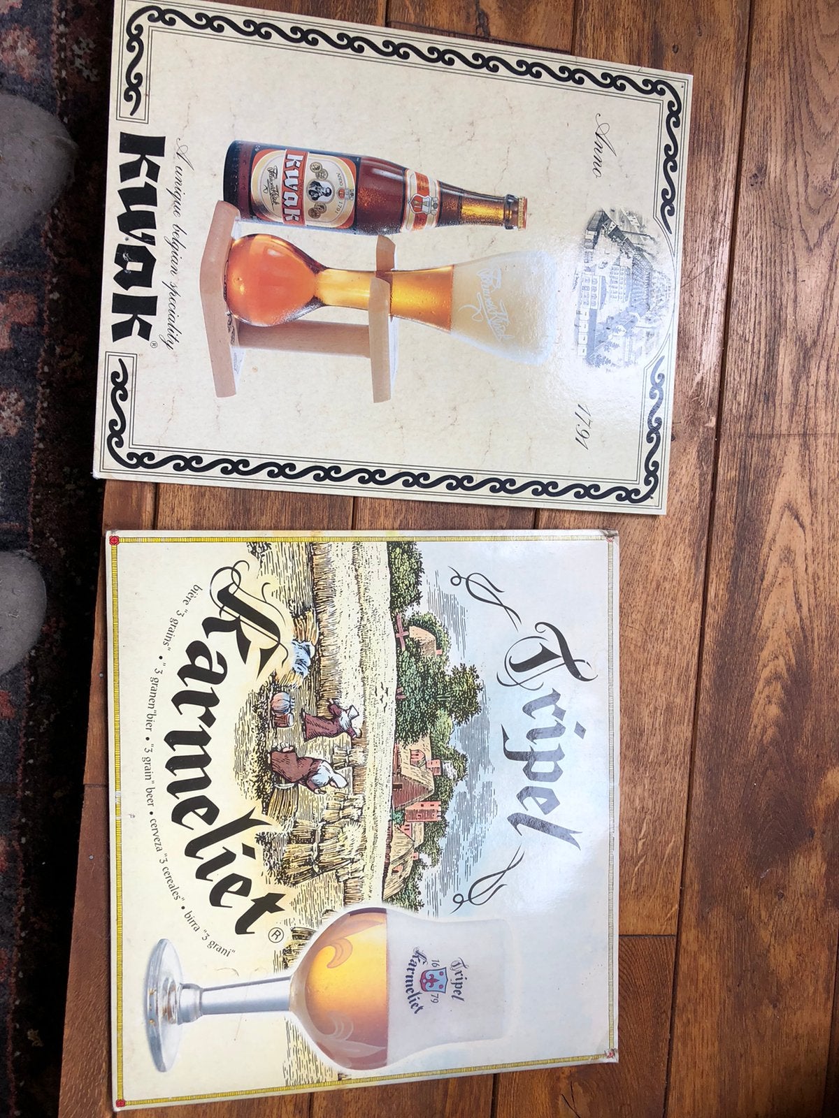 Kwak en Karmeliet reclameborden, Ophalen of Verzenden, Zo goed als nieuw, Reclamebord, Plaat of Schild, Overige merken