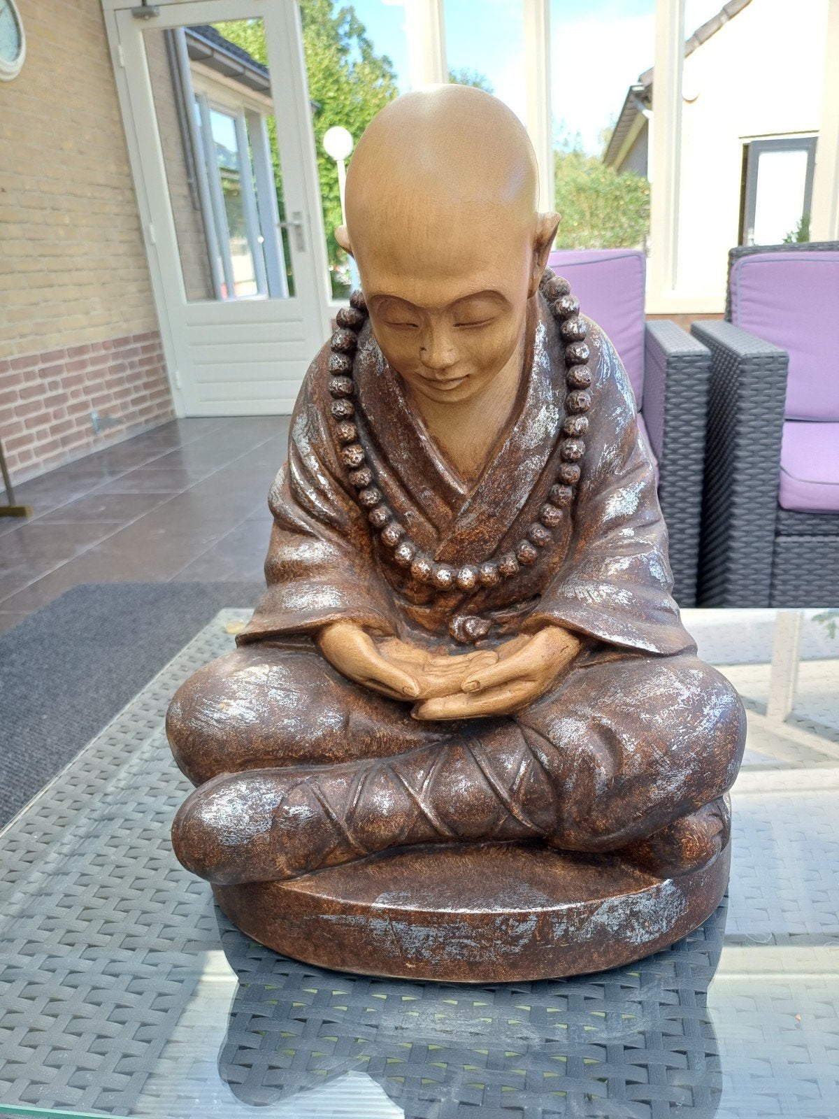 Decoratief Monnik Beeld - Rustgevende Meditatie, Antiek en Kunst, Ophalen, Handgemaakt, 20 - 50 cm, Steen of Keramiek