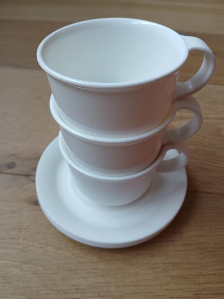 Tupperware kop en schotels, kunststof, Ophalen of Verzenden, Gebruikt, Wit, Beker of Kan