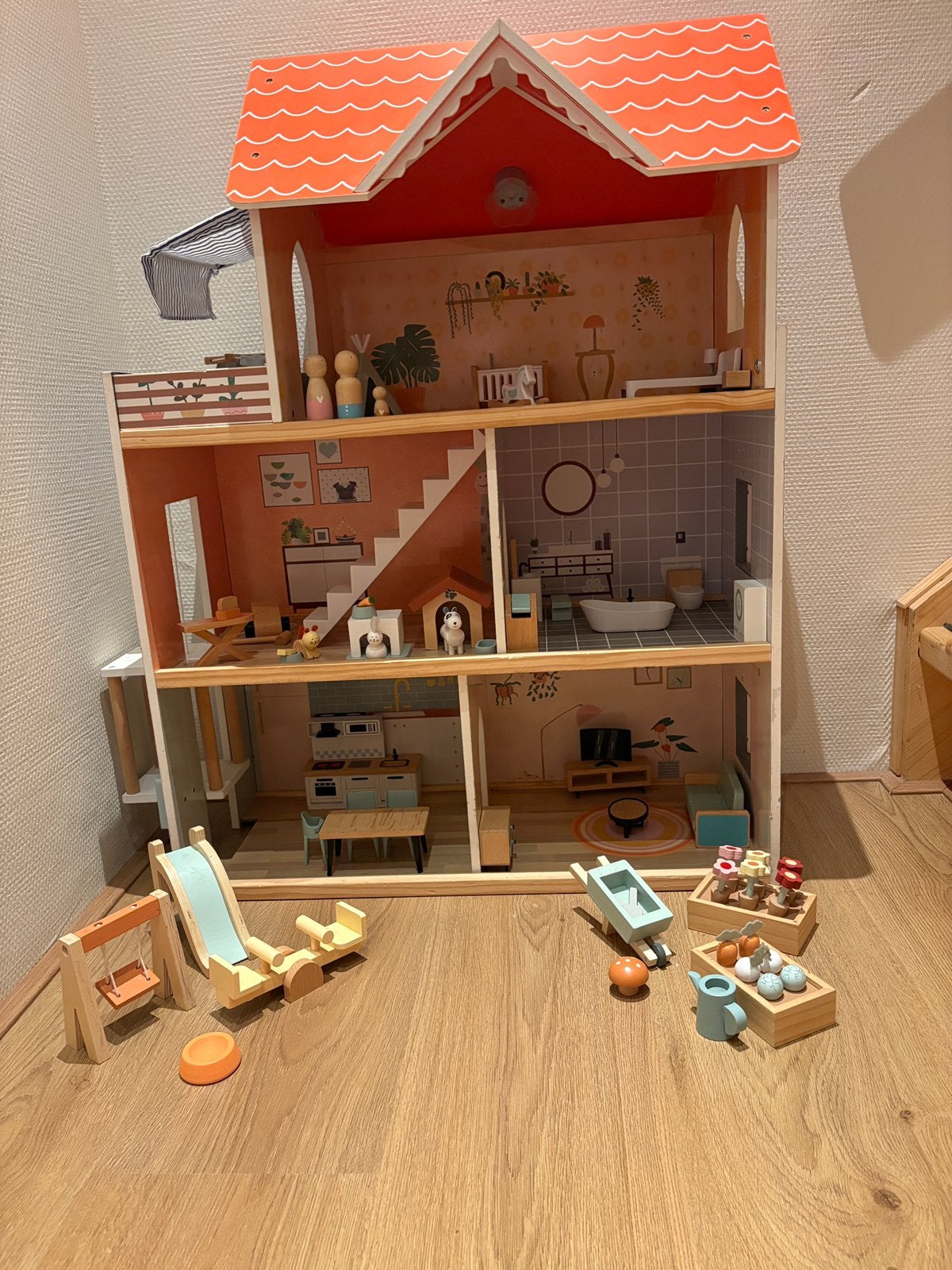 Poppenhuis met toebehoren, Ophalen, Gebruikt, Poppenhuis