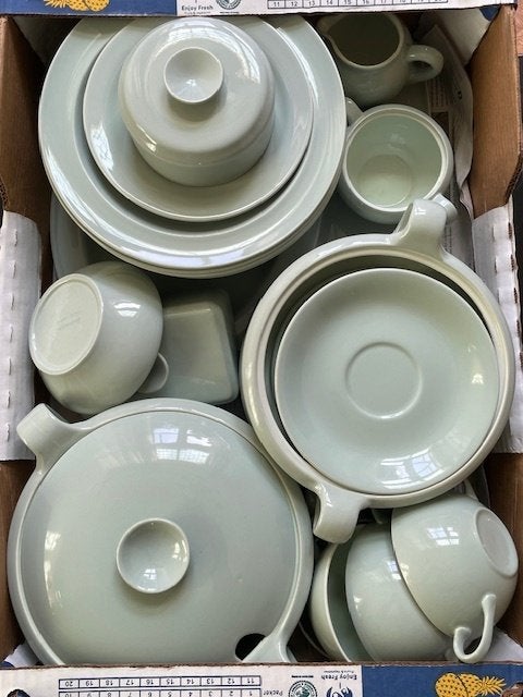 Goedewaagen celadon 'compleet' servies, aardewerk, 84 delen, Ophalen of Verzenden